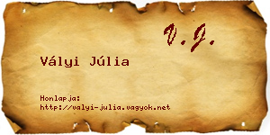 Vályi Júlia névjegykártya
